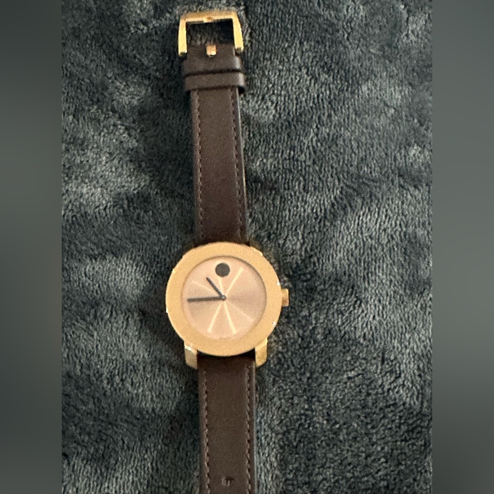Movado Bold watch with brown leather band